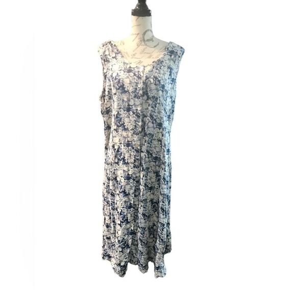 BFA Classics Blue Floral Sleeveless Dress Size 2X - Picture 2 of 10